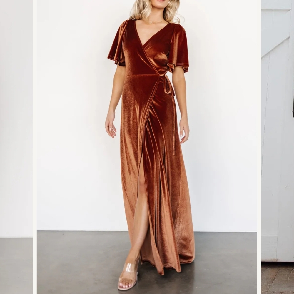 Baltic Born Velvet Wrap Dress in Spice